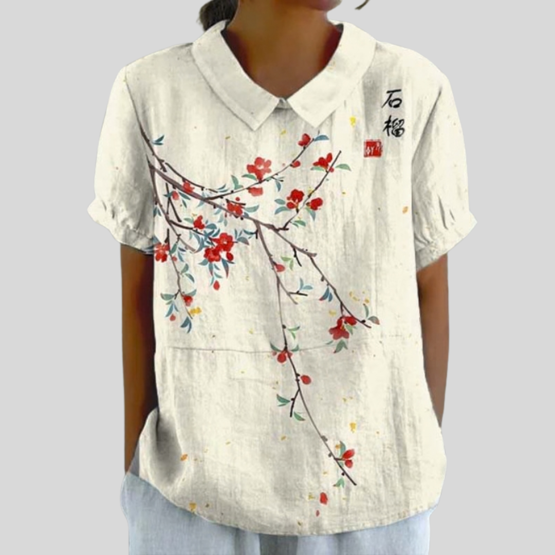 Marina™ | Top floral elegante y naturalmente cómodo