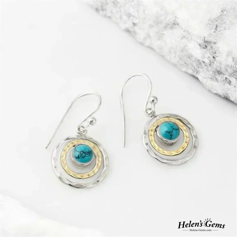 Saturno™ | Pendientes boho en turquesa y dorado