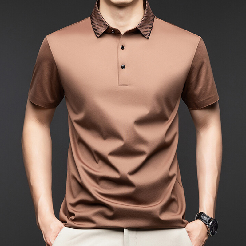 👔😎Herren T-Shirt mit kurzen Ärmeln und Hemdkragen im Business-Casual-Stil