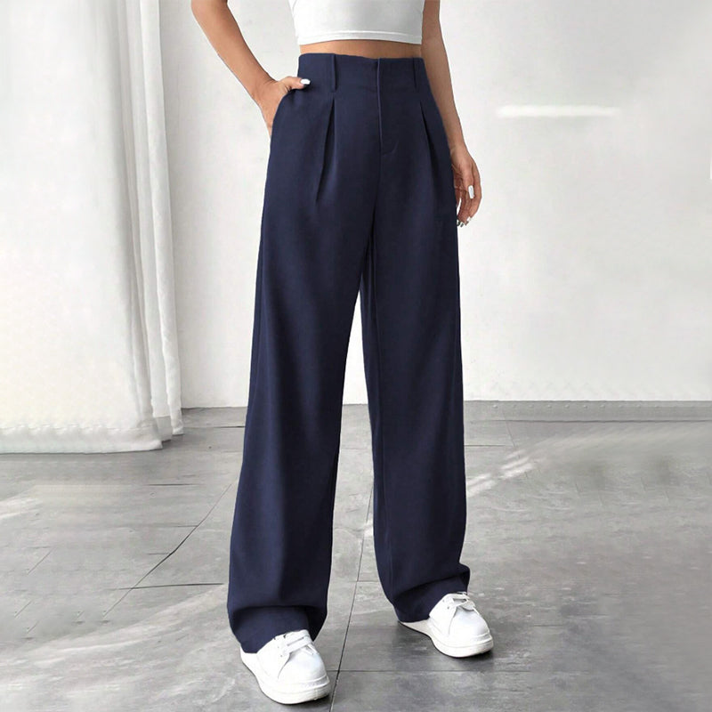Damenhose mit hoher Taille und weitem Bein