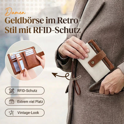 🔥Zeitlich begrenztes Angebot – Damen-Geldbörse im Retro-Stil mit RFID-Schutz, dreifach gefaltet