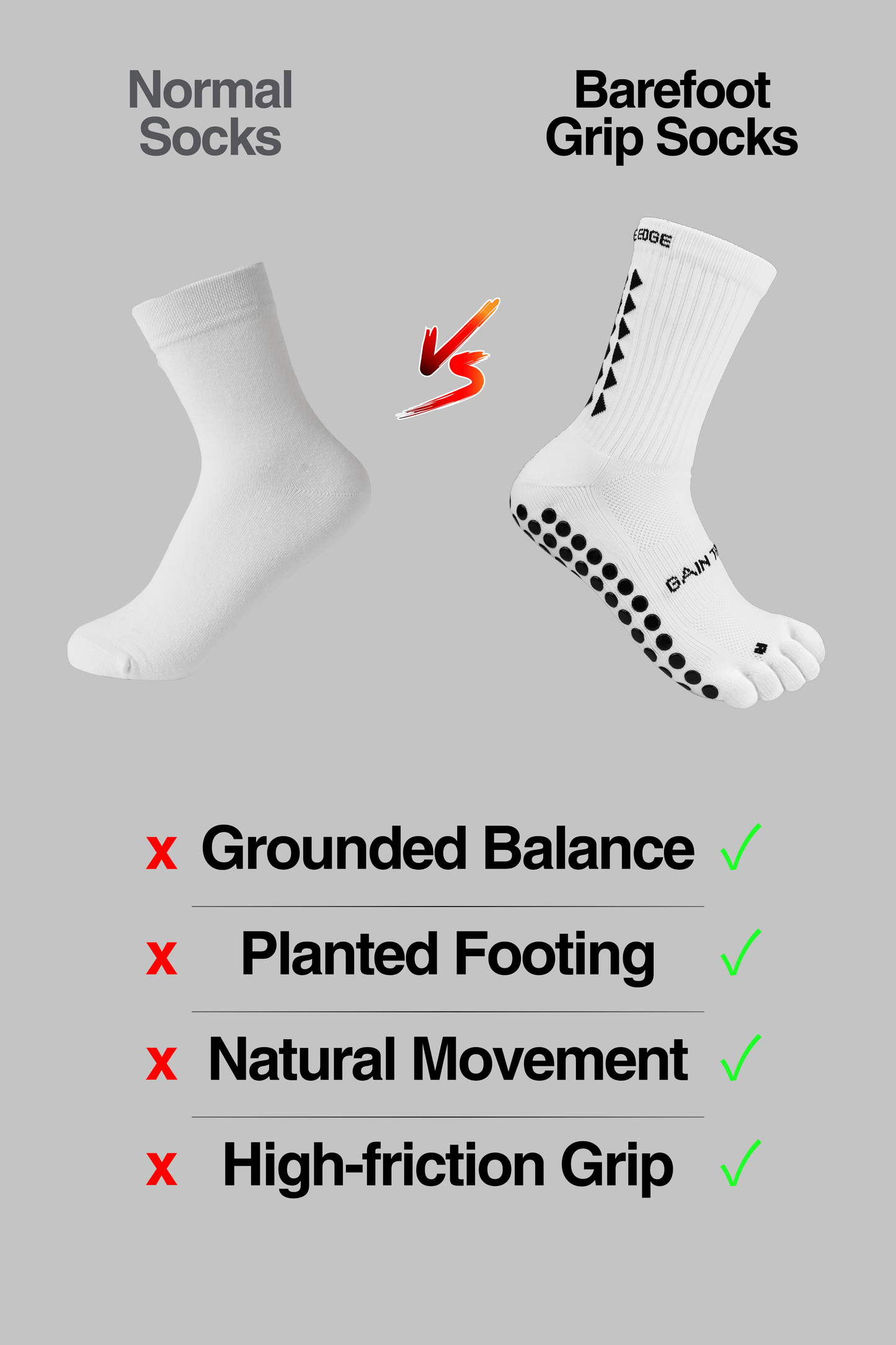 VAULT PRICE - BAREFOOT GRIP SOCKS 3.0 MidCalf Length - White
