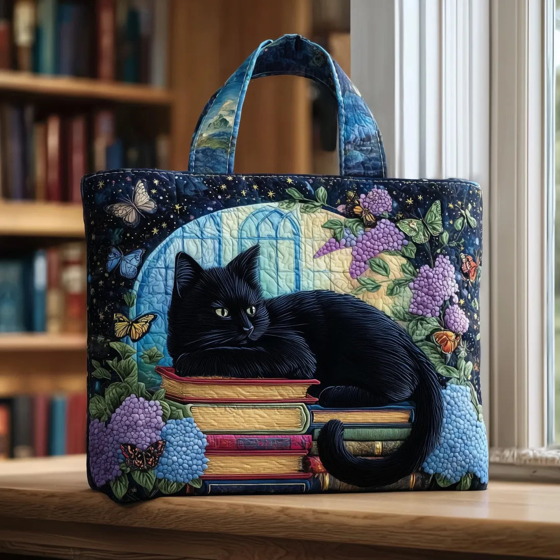 Noelia™ | Bolso artesanal Gato Negro entre libros