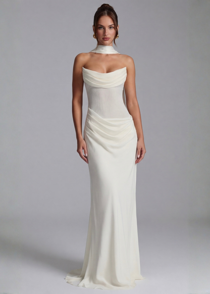 Aria | Vestido maxi drapeado