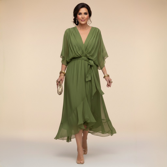 Sandra™ - Vestido de chiffon con escote en V