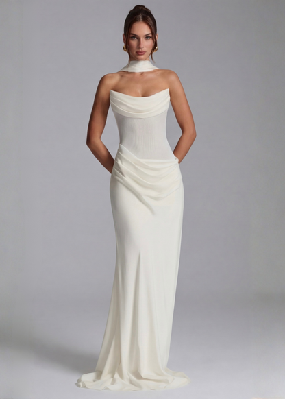 Aria | Vestido maxi drapeado