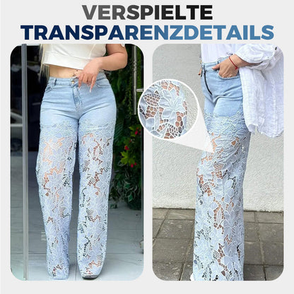 💃Sommer-Hot-Sale - 50% Rabatt🌸Gespleißte Jeans mit Spitze👖