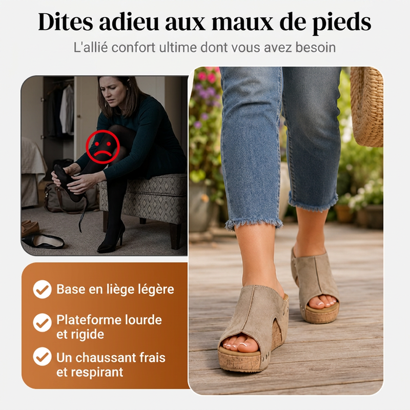 💐50% DE RÉDUCTION✨Sandales Compensées à Soutien Orthopédique – Confort Absolu pour vos Pieds 👣