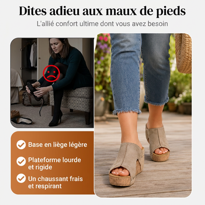 💐50% DE RÉDUCTION✨Sandales Compensées à Soutien Orthopédique – Confort Absolu pour vos Pieds 👣