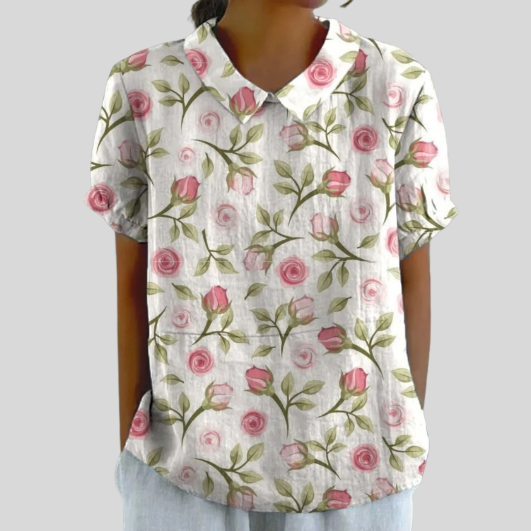 Marina™ | Top floral elegante y naturalmente cómodo