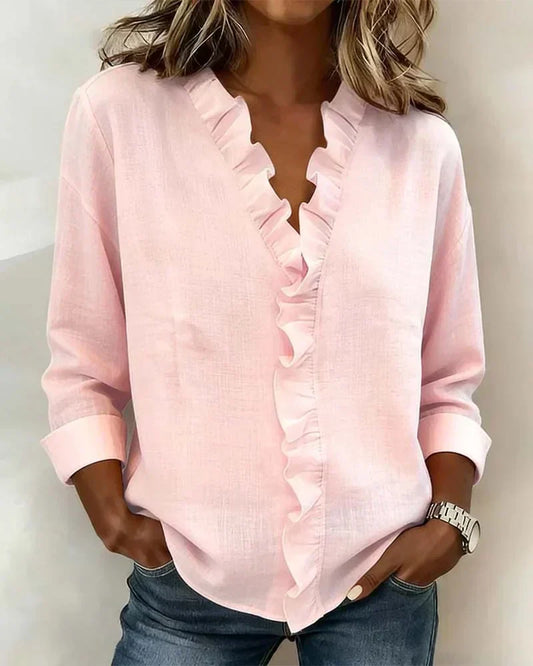 Ciara™ | Blusa con escote en V y delicados volantes