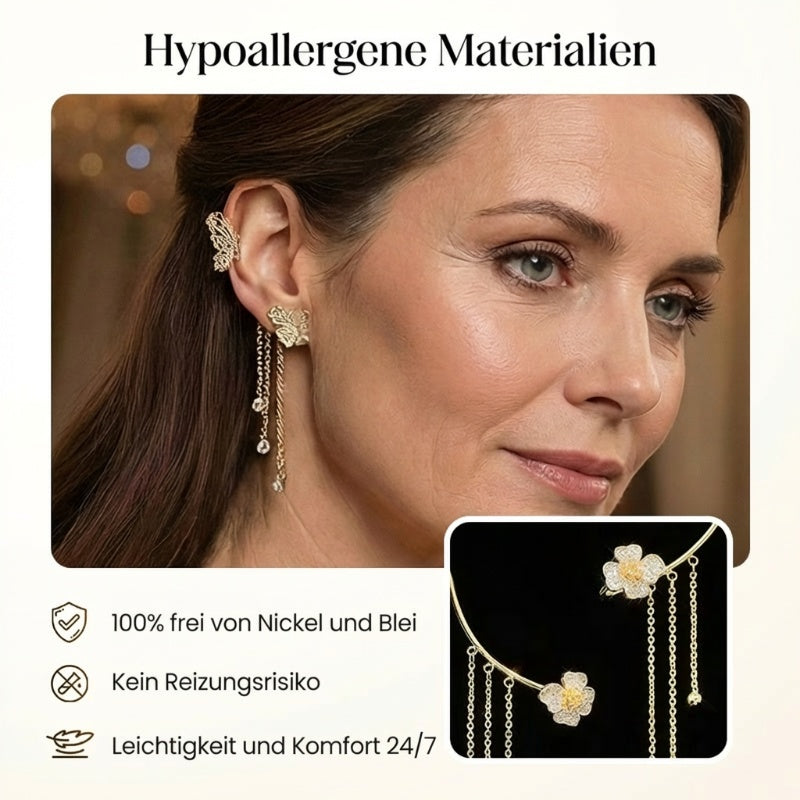💕Valentinstags Special - 50% Rabatt💕Schlichte Ohrclips mit Schmetterlings- und Blumenmotiv & Quasten – Elegant & bequem, ohne Ohrloch 🌸🦋