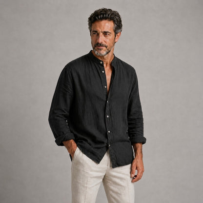 Álvaro | Camisa ligera de lino con cuello mao
