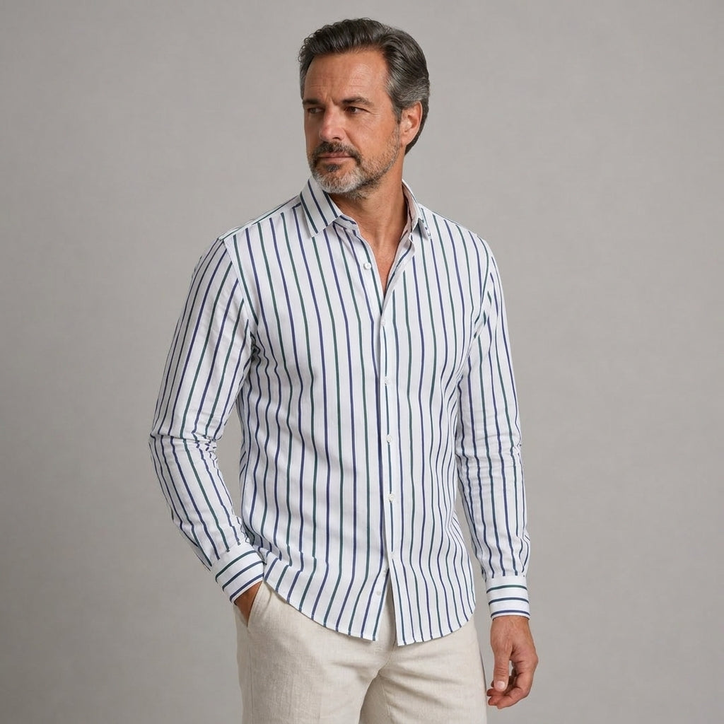 Sergio | Camisa elástica de rayas de manga larga