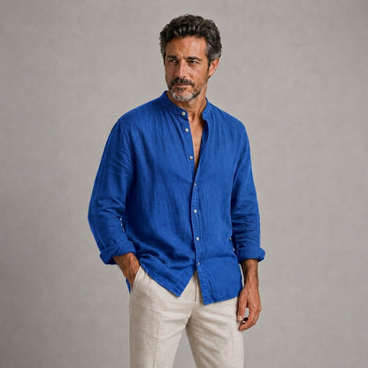 Álvaro | Camisa ligera de lino con cuello mao