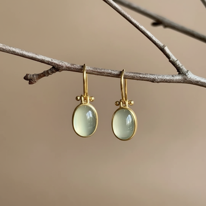 Orecchini Vintage in Pietra Lunare Verde