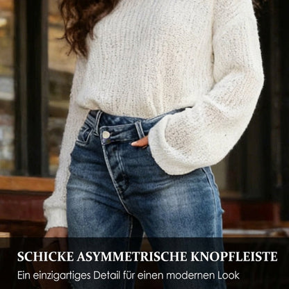 High-Waist Stretch-Jeans für Damen mit geradem Bein