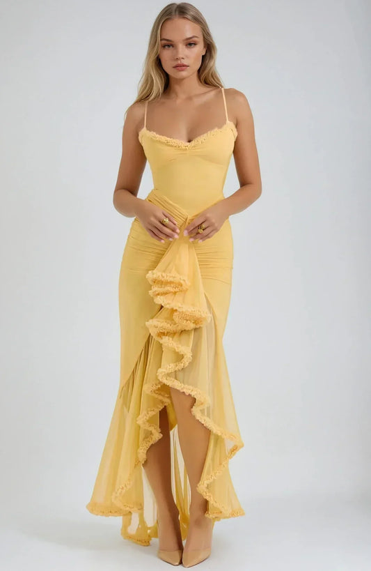 Chloe™ | Vestido amarillo de malla