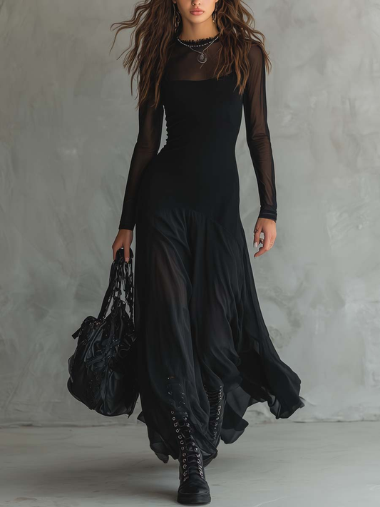 Neroa • Vestido maxi de corte amplio en tul negro