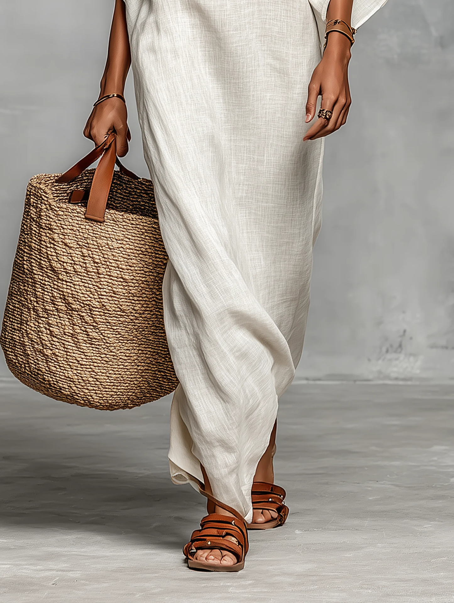 Aveline | Vestido maxi con hombros descubiertos y mangas murciélago