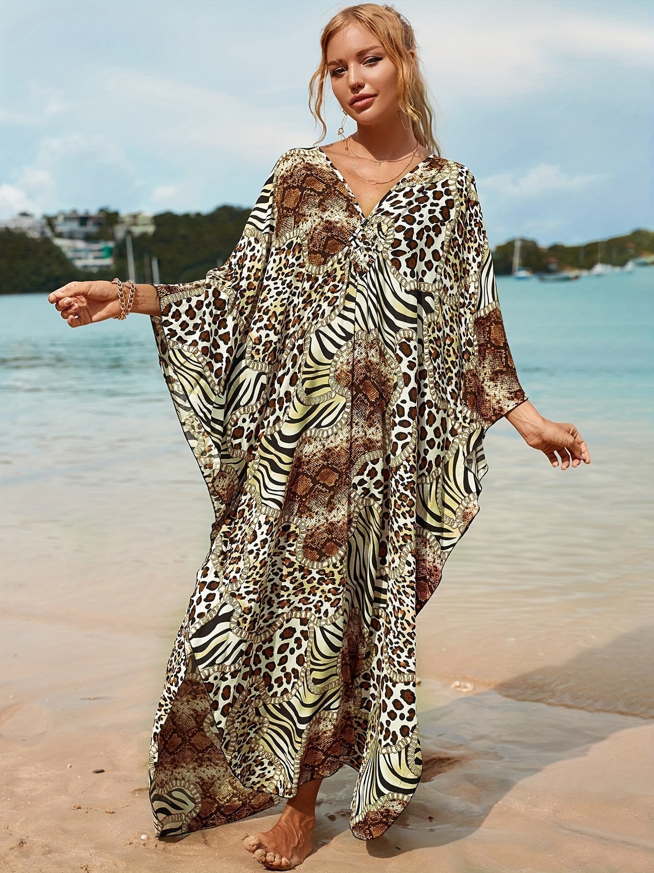🌴 Vestido Tropical de Fibra de Bambú 🌴