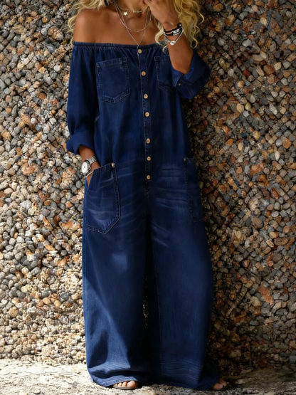 Noa | Mono vaquero con escote off-shoulder