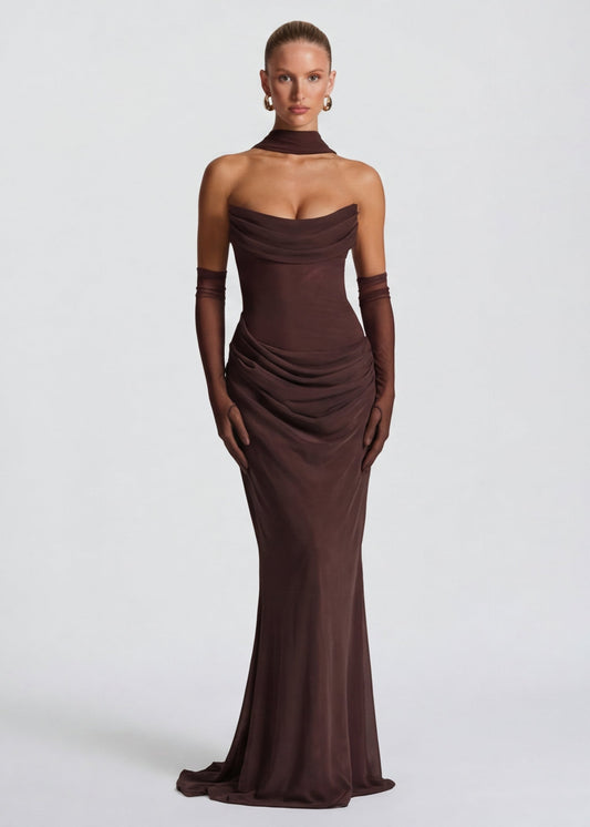 Aria | Vestido maxi drapeado