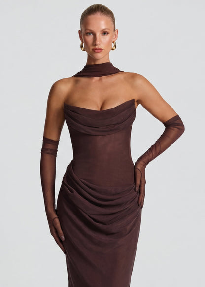 Aria | Vestido maxi drapeado