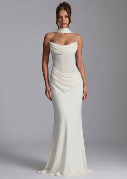 Aria | Vestido maxi drapeado