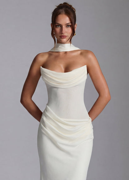 Aria | Vestido maxi drapeado