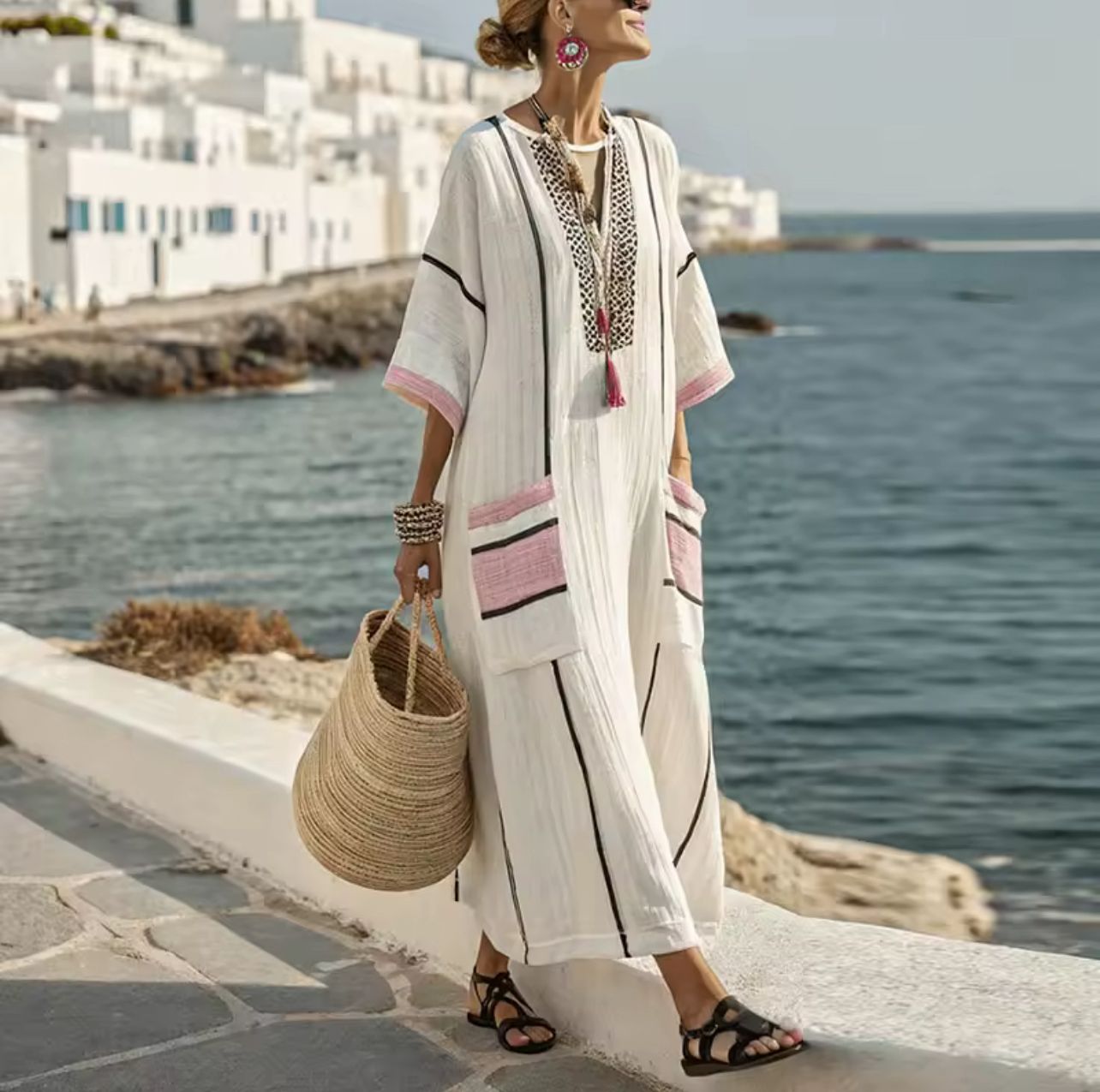 Mary Elegante - Vestido largo de playa para un look veraniego a la moda