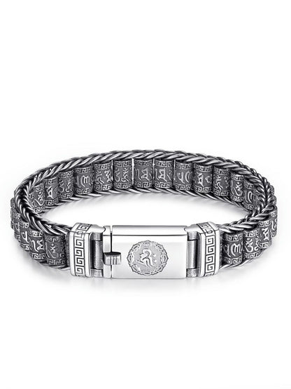 Tibetischer Mantra-Armband – Antikes Thai-Silber mit Drehzylinder, Unisex mit Karabinerverschluss ✨☸️
