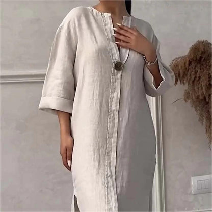 👗Lässiges, atmungsaktives Kleid in Volltonfarbe
