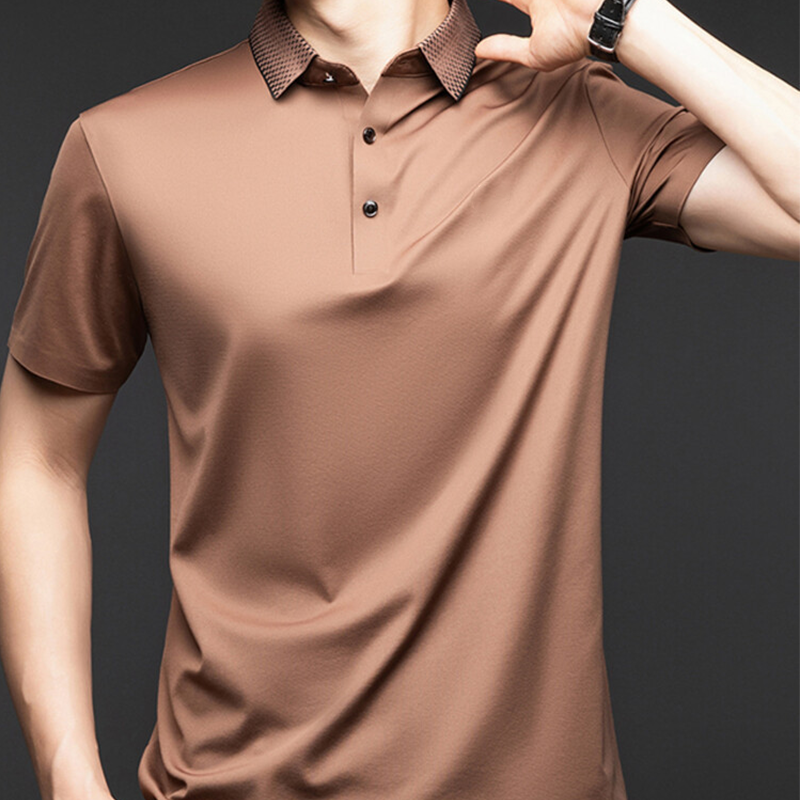 👔😎Herren T-Shirt mit kurzen Ärmeln und Hemdkragen im Business-Casual-Stil