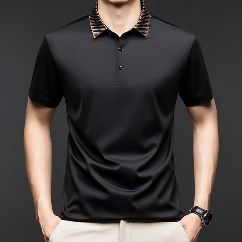 👔😎Herren T-Shirt mit kurzen Ärmeln und Hemdkragen im Business-Casual-Stil