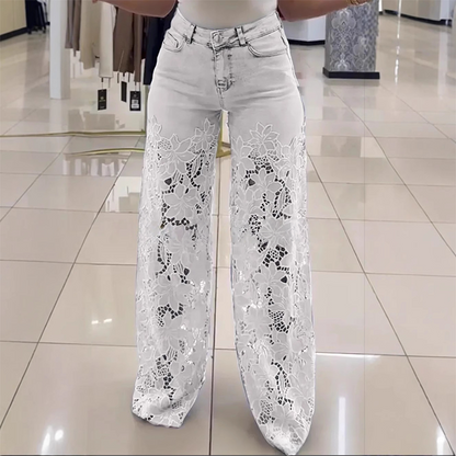 💃Sommer-Hot-Sale - 50% Rabatt🌸Gespleißte Jeans mit Spitze👖