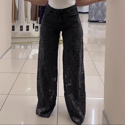 💃Sommer-Hot-Sale - 50% Rabatt🌸Gespleißte Jeans mit Spitze👖