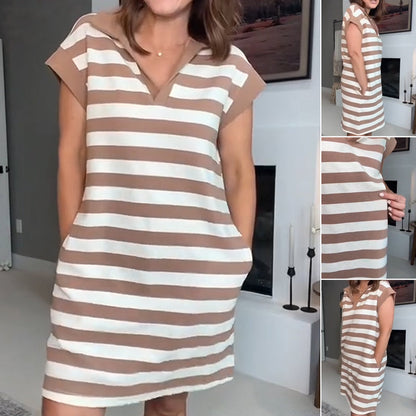 Damen ärmelloses Freizeitkleid mit Streifenmuster