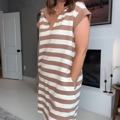 Damen ärmelloses Freizeitkleid mit Streifenmuster