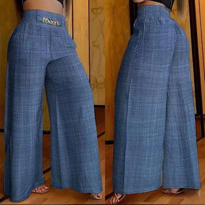 Damen-Hose – Hoher Bund, Weites Bein, Mit Gürtelakzent & Vielseitiger Look ✨