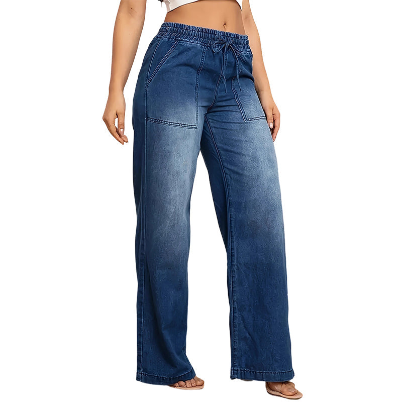 Damen-Jeans mit Kordelbund und Weitbeinschnitt