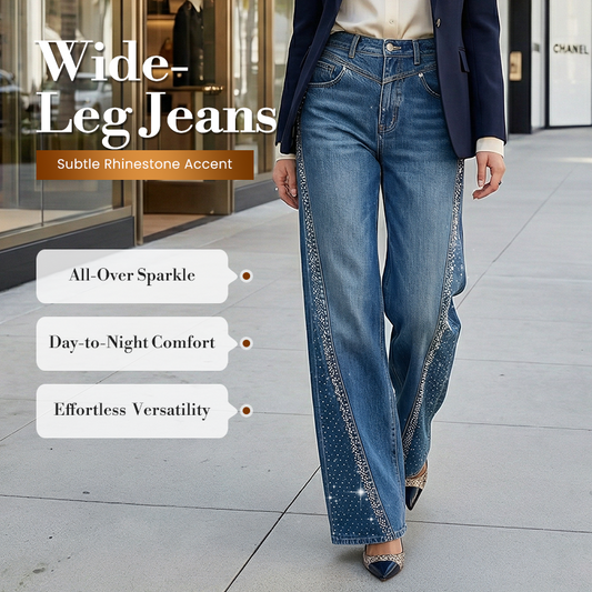 Damen-Jeans mit Strassdetails – Weites Bein & dezenter Schlag, modern und elegant ✨👖