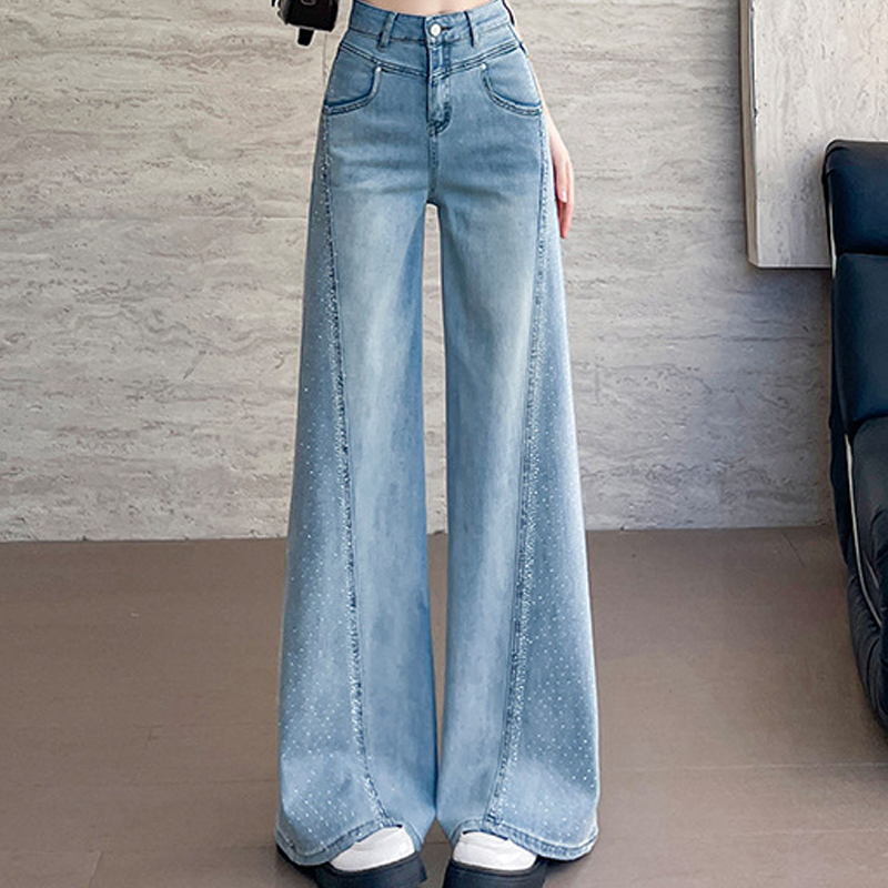 Damen-Jeans mit Strassdetails – Weites Bein & dezenter Schlag, modern und elegant ✨👖