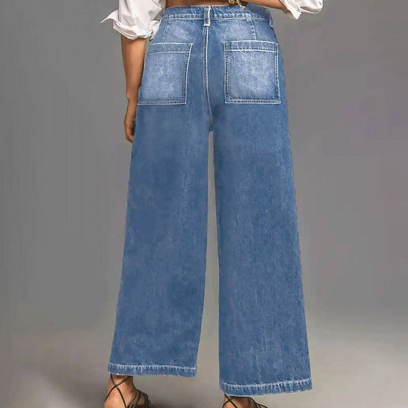 Damen Casual High-Rise Weitbeinjeans