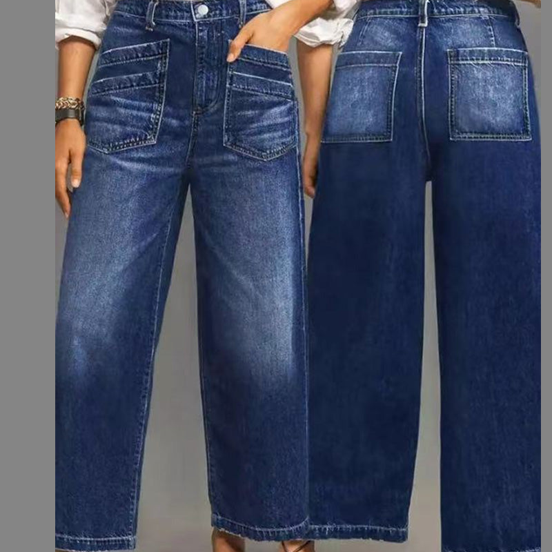 Damen Casual High-Rise Weitbeinjeans