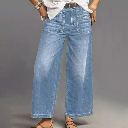 Damen Casual High-Rise Weitbeinjeans