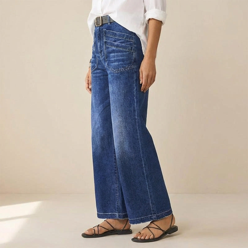 Damen Casual High-Rise Weitbeinjeans