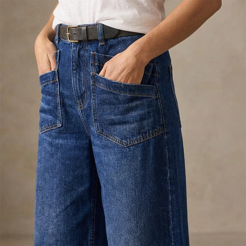 Damen Casual High-Rise Weitbeinjeans