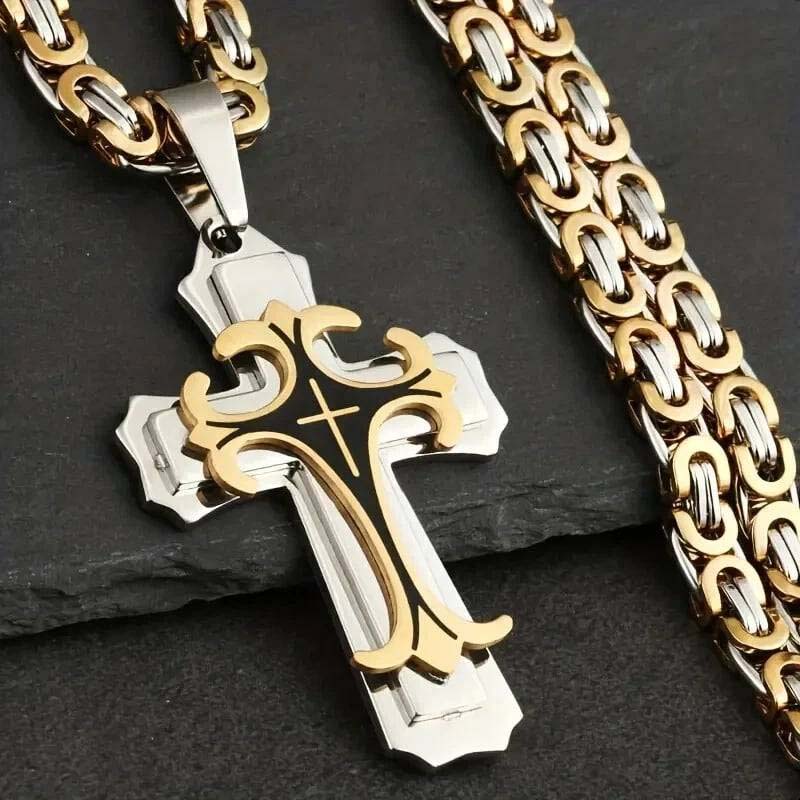 Herren Kreuzkette mit Muster – Markantes Design, stilvoll & alltagstauglich ✝️🖤
