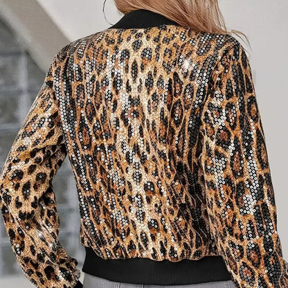 Damen-Jacke mit Leopardenmuster und Pailletten